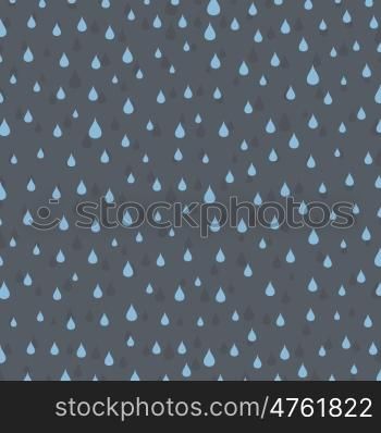 Strong rain in the grey sky. A vector illustration
