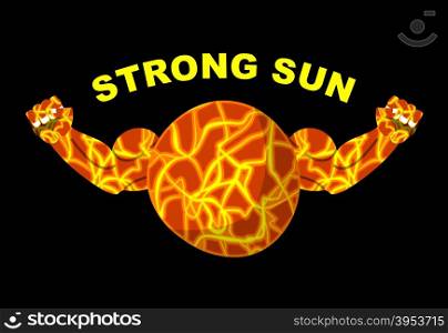 Strong sun. Planet bodybuilder with big muscles. Vector illustration&#xA;