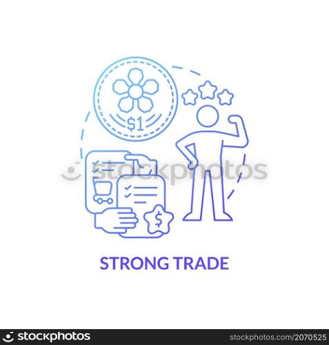 Strong trade blue gradient concept icon. Singapore business abstract idea thin line illustration. Merchandise exports and imports. Isolated outline drawing. Roboto-Medium, Myriad Pro-Bold fonts used. Strong trade blue gradient concept icon