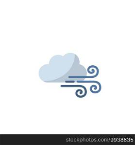 Strong wind and cloud. Flat color icon. Isolated weather vector illustration