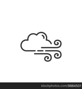Strong wind and cloud thin line icon. Isolated outline weather vector illustration