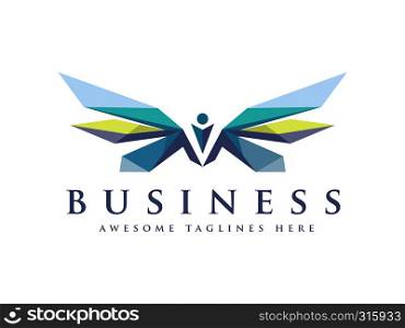 strong wings abstract bold color logo, Winged logo company and icon wing flying, eagle wing brand and logotype wing bird illustration, colorful wings modern style logo