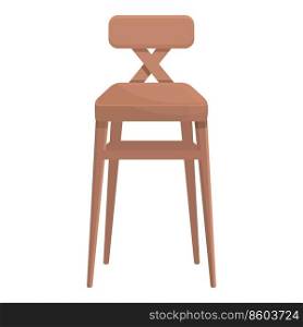 Strong wood seat icon cartoon vector. Bar stool. Tall chair. Strong wood seat icon cartoon vector. Bar stool