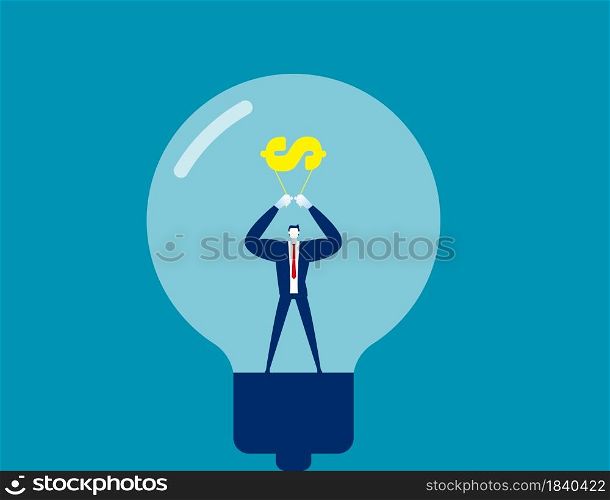 Stronger business with creativity and financial. Business light bulb concept