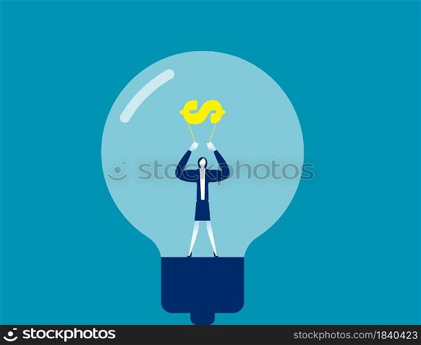 Stronger business with creativity and financial. Business light bulb concept
