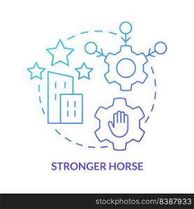 Stronger horse blue gradient concept icon. Better reputation. Brand consolidation strategy abstract idea thin line illustration. Isolated outline drawing. Myriad Pro-Bold fonts used. Stronger horse blue gradient concept icon