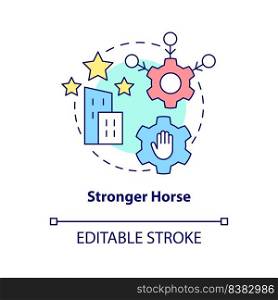 Stronger horse concept icon. Better reputation. Brand consolidation strategy abstract idea thin line illustration. Isolated outline drawing. Editable stroke. Arial, Myriad Pro-Bold fonts used. Stronger horse concept icon