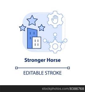 Stronger horse light blue concept icon. Better reputation. Brand consolidation abstract idea thin line illustration. Isolated outline drawing. Editable stroke. Arial, Myriad Pro-Bold fonts used. Stronger horse light blue concept icon