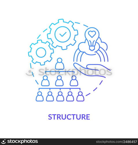 Structure blue gradient concept icon. Innovation management backbone abstract idea thin line illustration. Organizational changes. Isolated outline drawing. Myriad Pro-Bold font used. Structure blue gradient concept icon