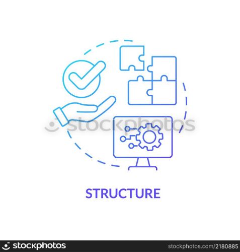 Structure blue gradient concept icon. Summarized arguments abstract idea thin line illustration. Effective communicator. Structured communication. Isolated outline drawing. Myriad Pro-Bold font used. Structure blue gradient concept icon