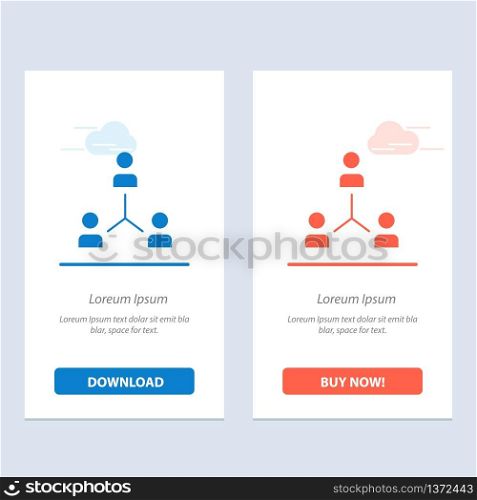 Structure, Company, Cooperation, Group, Hierarchy, People, Team Blue and Red Download and Buy Now web Widget Card Template