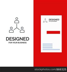 Structure, Company, Cooperation, Group, Hierarchy, People, Team Grey Logo Design and Business Card Template