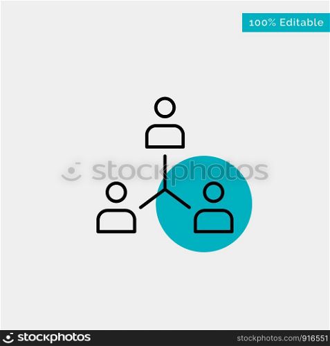 Structure, Company, Cooperation, Group, Hierarchy, People, Team turquoise highlight circle point Vector icon