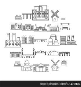 Structure icons set. Outline set of 25 structure vector icons for web isolated on white background. Structure icons set, outline style