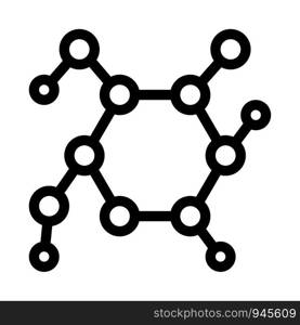 Structure Molecule Medical Biomaterial Vector Icon Thin Line. Biology And Science Flasks, Bioengineering, Dna And Medicine Biomaterial Concept Linear Pictogram. Monochrome Contour Illustration. Structure Molecule Medical Biomaterial Vector Icon