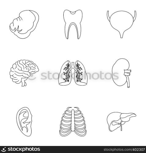 Structure of body icons set. Outline illustration of 9 structure of body vector icons for web. Structure of body icons set, outline style