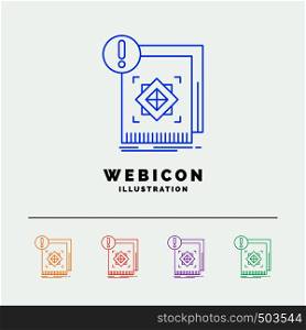 structure, standard, infrastructure, information, alert 5 Color Line Web Icon Template isolated on white. Vector illustration. Vector EPS10 Abstract Template background