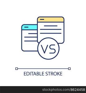 Struggle between two choice RGB color icon. Versus. Comparing different variant. Choosing. Tasks list. Isolated vector illustration. Simple filled line drawing. Editable stroke. Arial font used
. Struggle between two choice RGB color icon