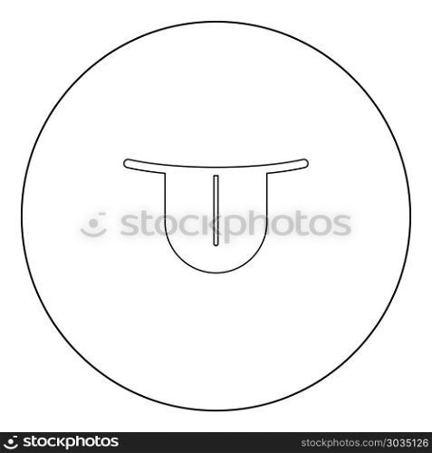 Stuck out tongue icon black color in circle outline vector illustration