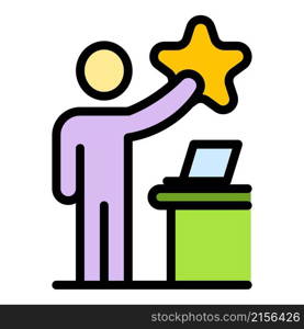 Student achieve star mission icon. Outline student achieve star mission vector icon color flat isolated. Student achieve star mission icon color outline vector