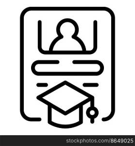 Student app icon outline vector. Office study. Digital exam. Student app icon outline vector. Office study