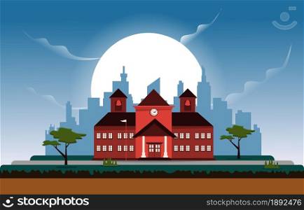 Student Back to School Building Study Education Vector Illustration