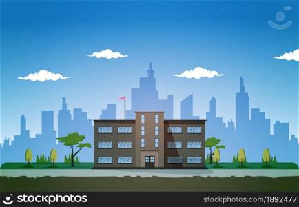 Student Back to School Building Study Education Vector Illustration