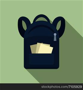 Student backpack icon. Flat illustration of student backpack vector icon for web design. Student backpack icon, flat style