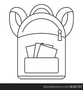 Student backpack icon. Outline student backpack vector icon for web design isolated on white background. Student backpack icon, outline style