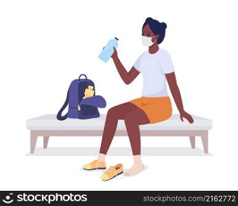 Student before gym semi flat color vector character. Sitting figure. Full body person on white. School sports class isolated modern cartoon style illustration for graphic design and animation. Student before gym semi flat color vector character