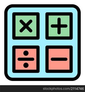 Student calculator icon. Outline student calculator vector icon color flat isolated. Student calculator icon color outline vector