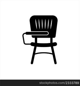 Student Chair Icon, Desk Chair, Armed Chair Vector Art Illustration