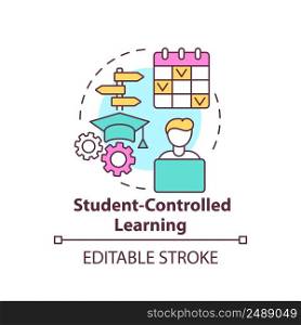Student controlled learning concept icon. Student centered method. Education trend abstract idea thin line illustration. Isolated outline drawing. Editable stroke. Arial, Myriad Pro-Bold fonts use. Student controlled learning concept icon