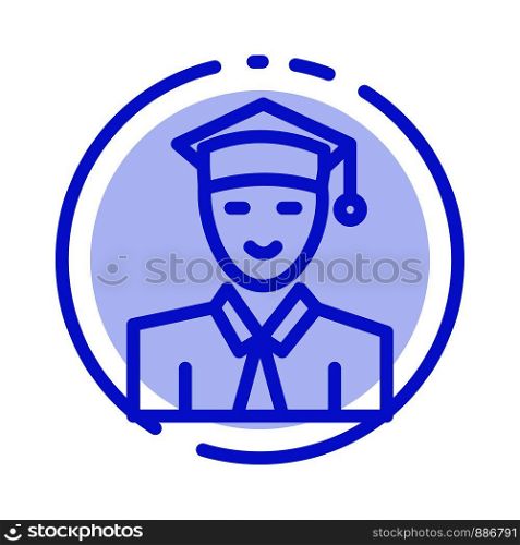 Student, Education, Graduate, Learning Blue Dotted Line Line Icon