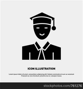 Student, Education, Graduate, Learning Solid Black Glyph Icon