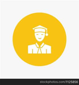 Student, Education, Graduate, Learning white glyph icon