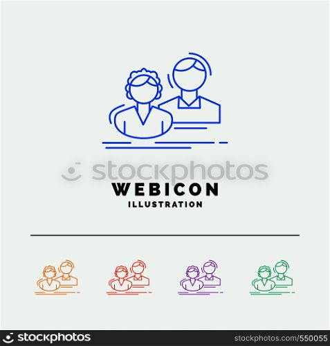 student, employee, group, couple, team 5 Color Line Web Icon Template isolated on white. Vector illustration. Vector EPS10 Abstract Template background