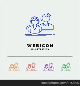student, employee, group, couple, team 5 Color Line Web Icon Template isolated on white. Vector illustration. Vector EPS10 Abstract Template background