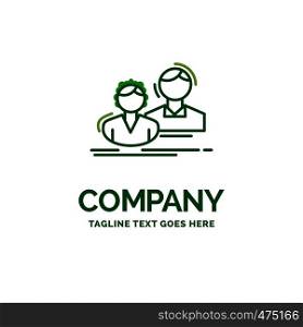 student, employee, group, couple, team Flat Business Logo template. Creative Green Brand Name Design.