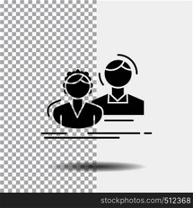 student, employee, group, couple, team Glyph Icon on Transparent Background. Black Icon. Vector EPS10 Abstract Template background