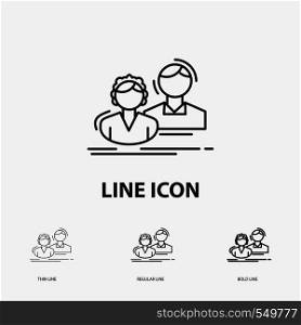 student, employee, group, couple, team Icon in Thin, Regular and Bold Line Style. Vector illustration. Vector EPS10 Abstract Template background
