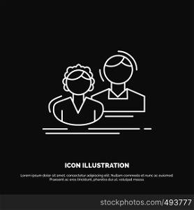 student, employee, group, couple, team Icon. Line vector symbol for UI and UX, website or mobile application. Vector EPS10 Abstract Template background