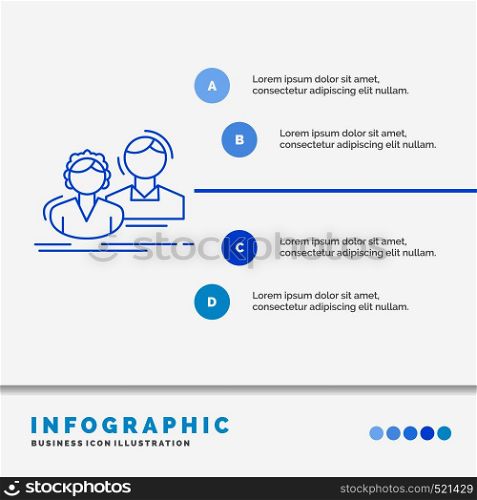 student, employee, group, couple, team Infographics Template for Website and Presentation. Line Blue icon infographic style vector illustration. Vector EPS10 Abstract Template background