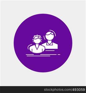 student, employee, group, couple, team White Glyph Icon in Circle. Vector Button illustration. Vector EPS10 Abstract Template background