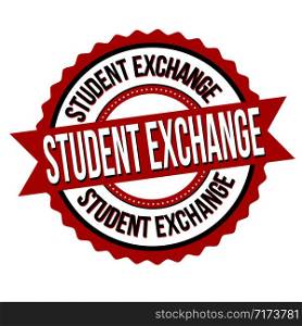 Student exchange label or sticker on white background, vector illustration