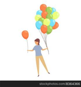 Student girl balloon seller icon cartoon vector. Happy sell. Park selling. Student girl balloon seller icon cartoon vector. Happy sell