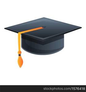 Student graduation hat icon. Cartoon of student graduation hat vector icon for web design isolated on white background. Student graduation hat icon, cartoon style