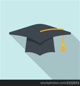 Student graduation hat icon flat vector. School graduate. Academic cap. Student graduation hat icon flat vector. School graduate