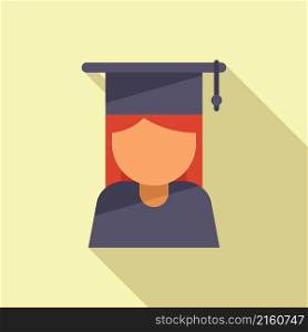 Student graduation icon flat vector. Study final. Academic paper. Student graduation icon flat vector. Study final