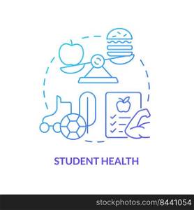 Student health blue gradient concept icon. Physical activities and healthy habits. Problem in public schools abstract idea thin line illustration. Isolated outline drawing. Myriad Pro-Bold font used. Student health blue gradient concept icon